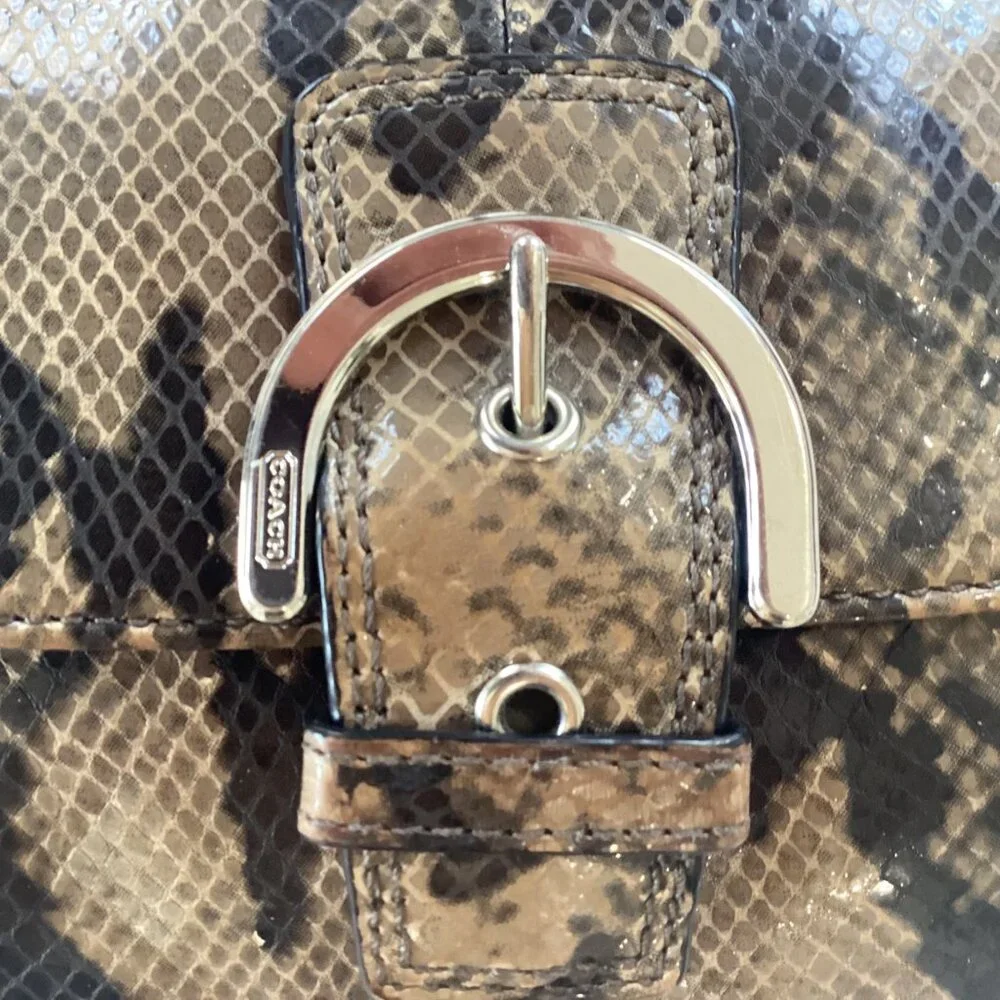 Vintage Coach Soho Snake Python Reptile Pattern Leather Crossbody Flap Bag - Picture 9 of 16